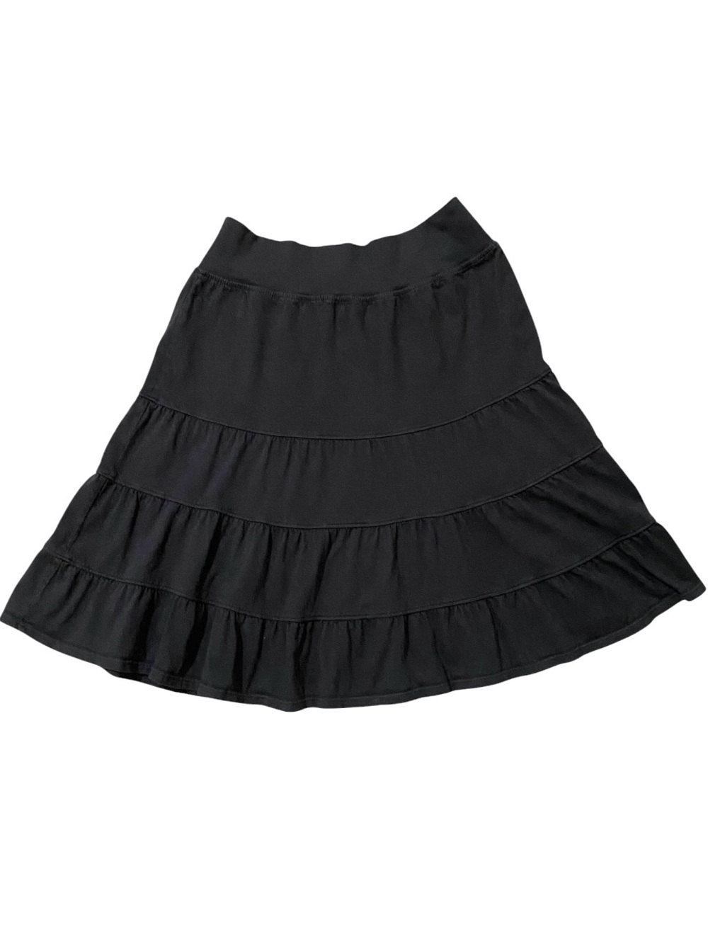 Fresh Produce Cotton Tiered Ruffle Skirt S Black Pull On Boho Beach Coastal - Picture 3 of 9